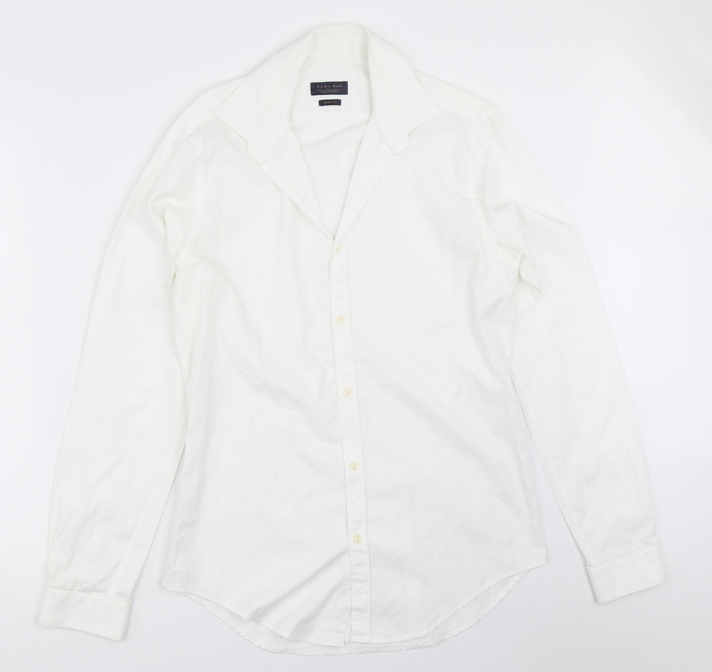 Zara Mens White    Button-Up Size M