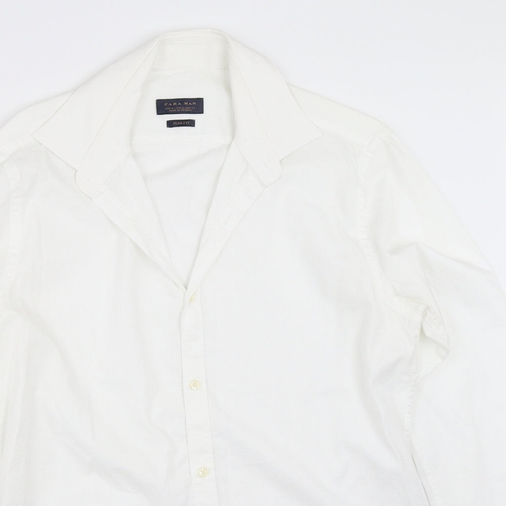 Zara Mens White    Button-Up Size M