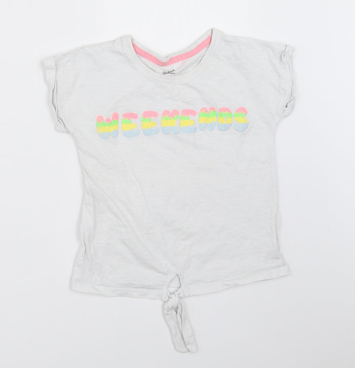 Mini Club Girls White   Basic T-Shirt Size 5-6 Years
