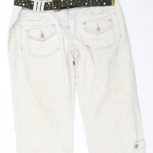 NEXT Womens Beige   Cropped Trousers Size 16 L21 in