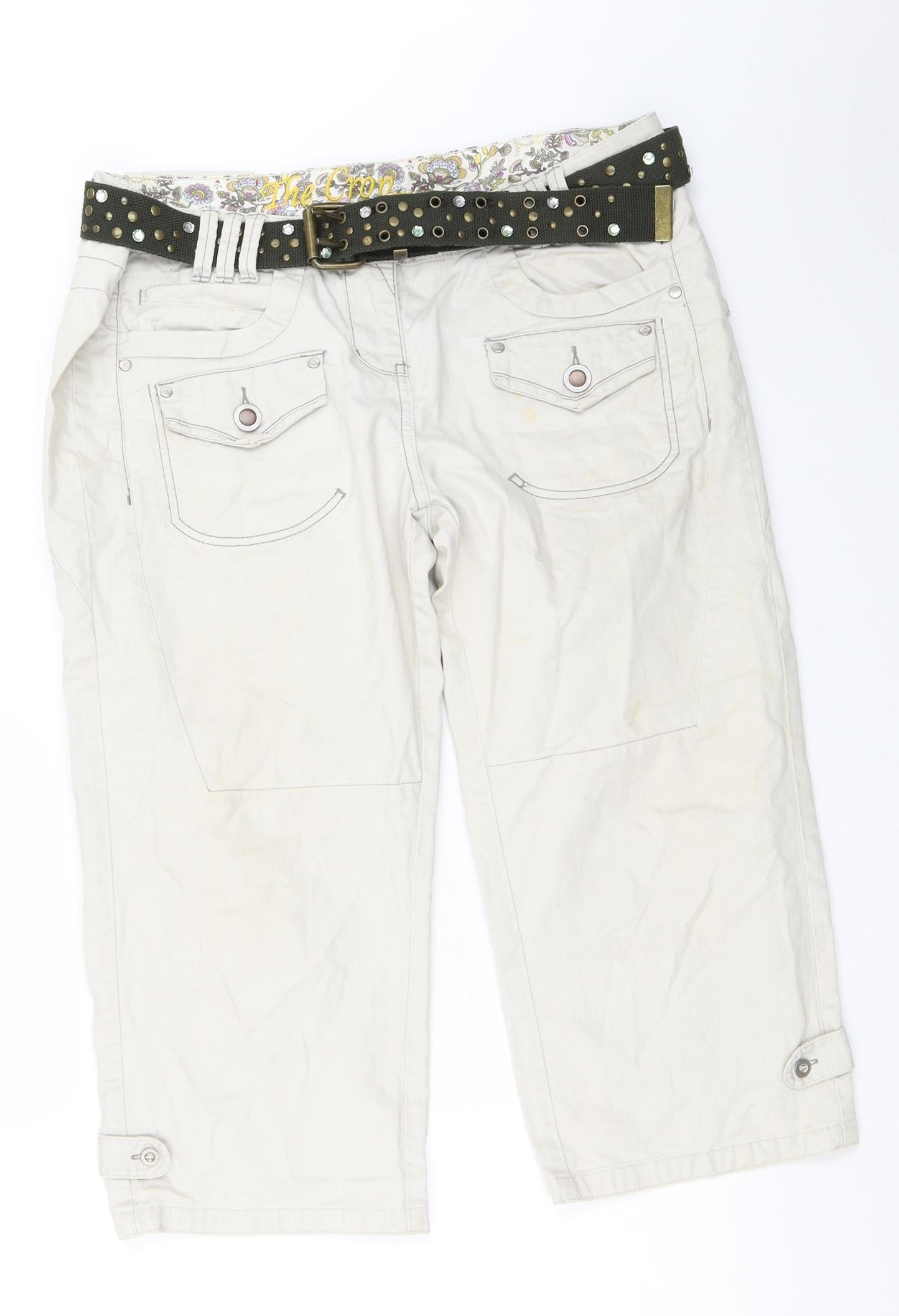 NEXT Womens Beige   Cropped Trousers Size 16 L21 in