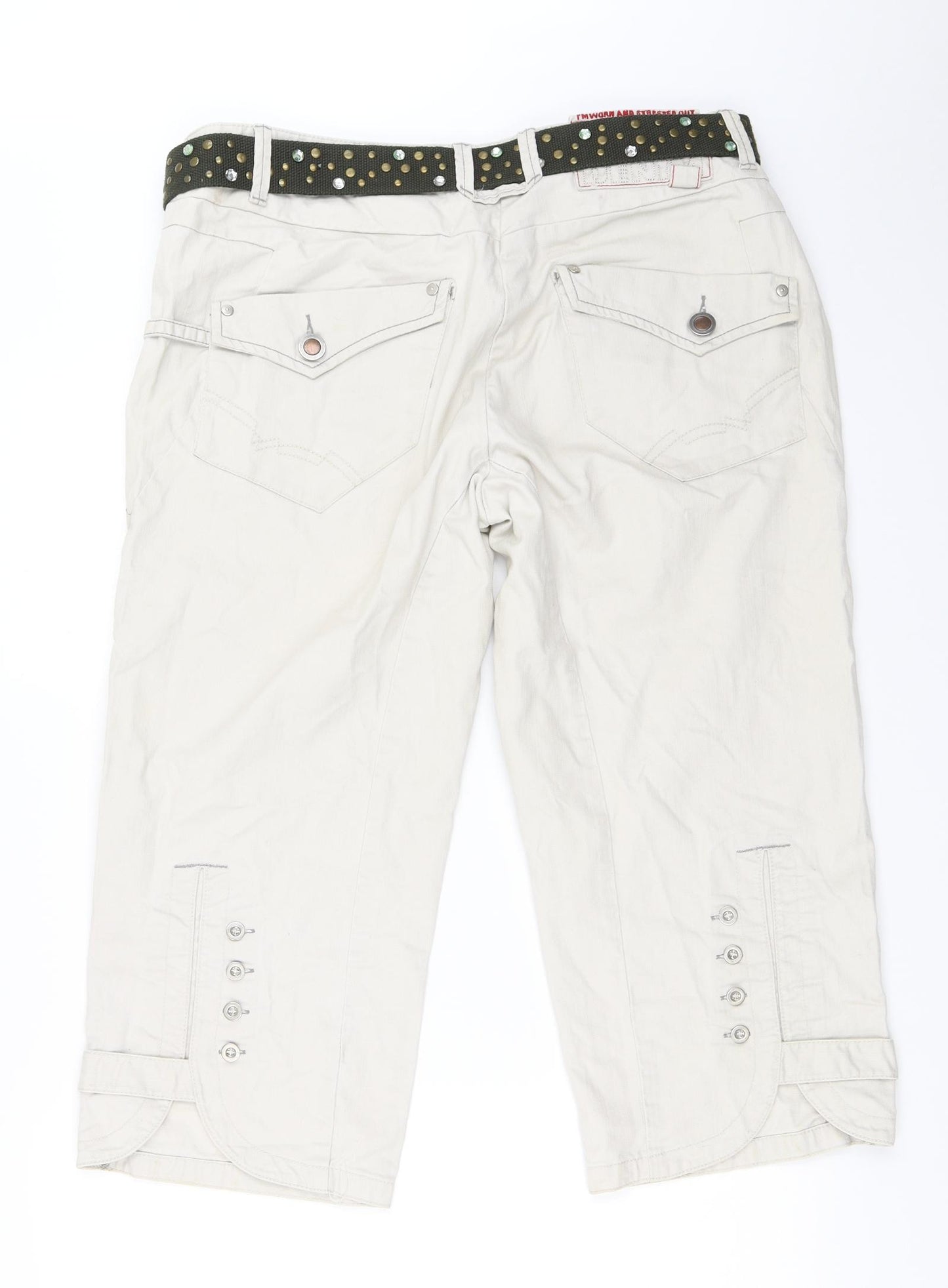 NEXT Womens Beige   Cropped Trousers Size 16 L21 in