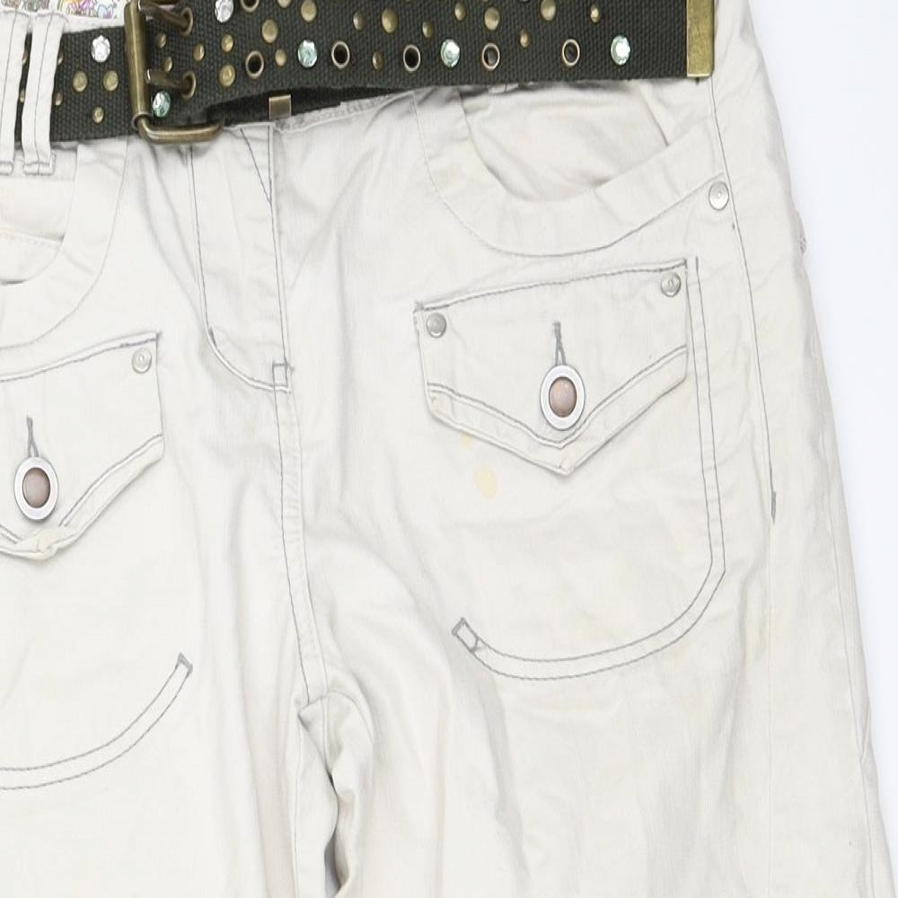 NEXT Womens Beige   Cropped Trousers Size 16 L21 in