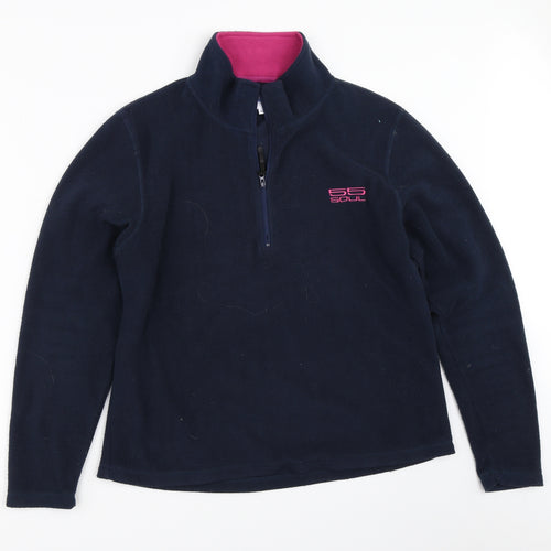 55Soul Womens Blue  Fleece Henley Sweatshirt Size M