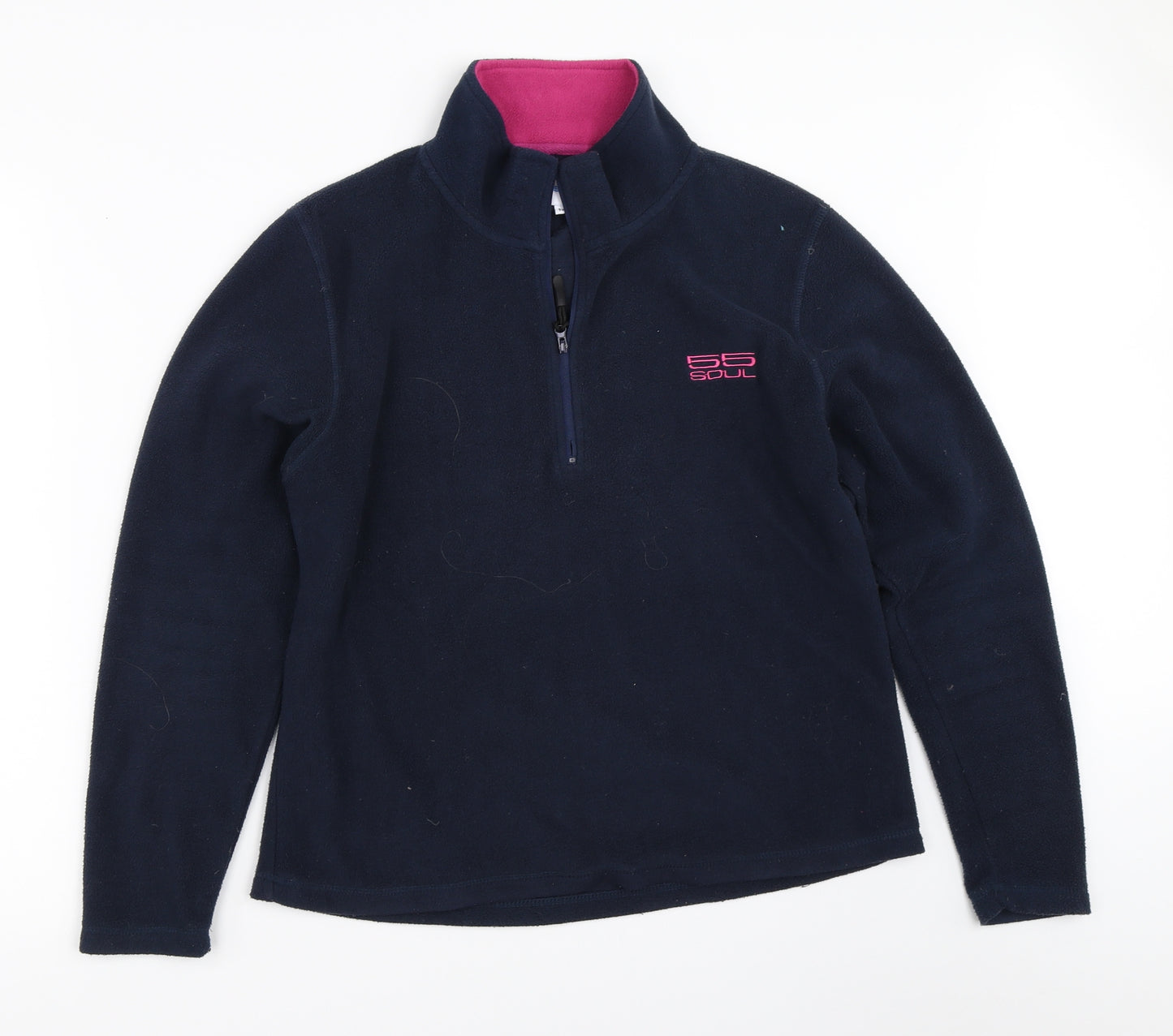 55Soul Womens Blue  Fleece Henley Sweatshirt Size M