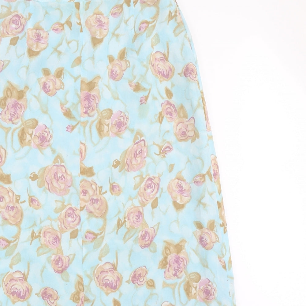 Viyella Womens Blue Floral  Flare Skirt Size 12