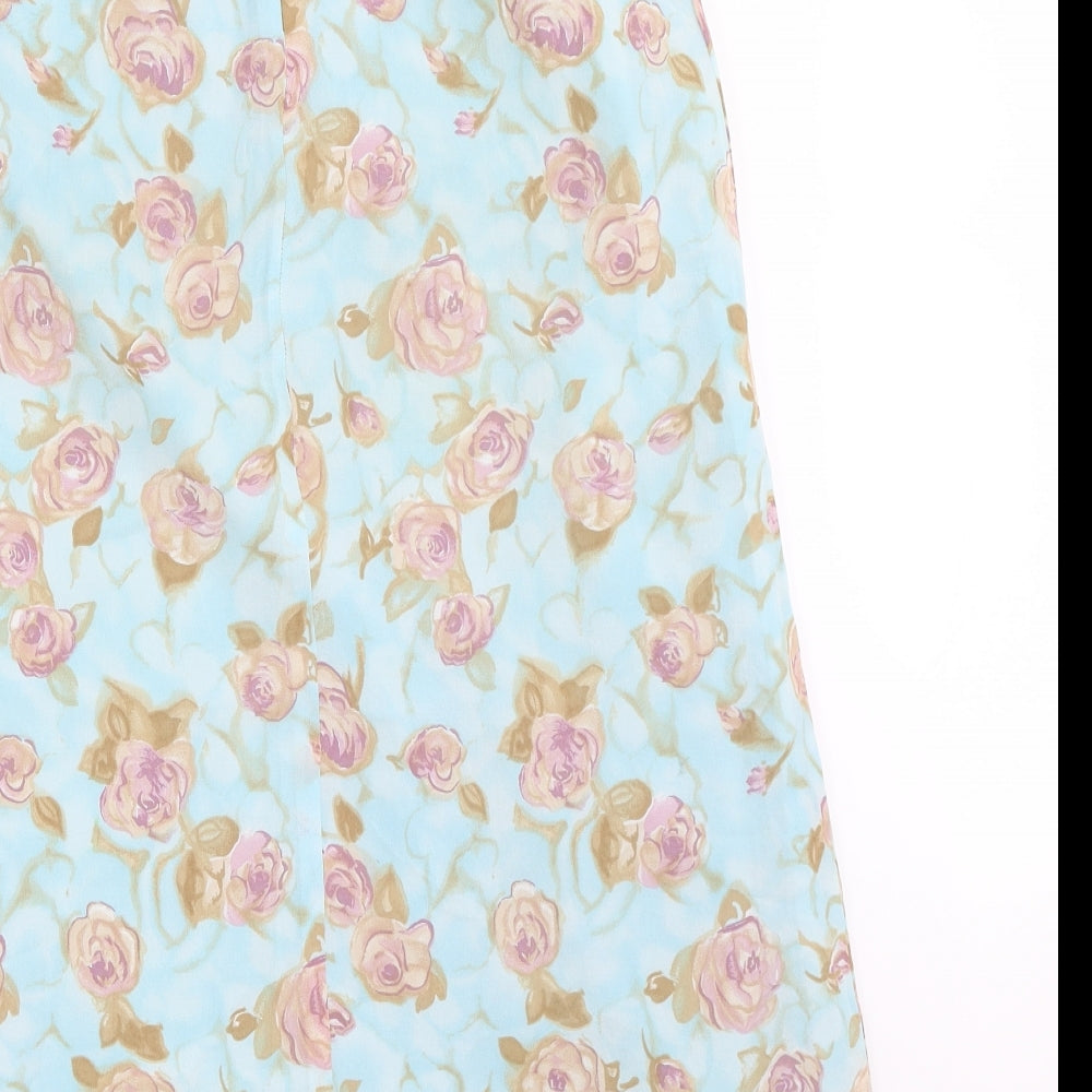 Viyella Womens Blue Floral  Flare Skirt Size 12