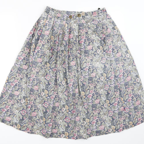 Country Collection Womens Blue Floral  Flare Skirt Size 26 in