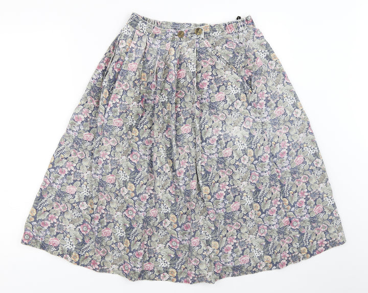 Country Collection Womens Blue Floral Flare Skirt Size 26 in