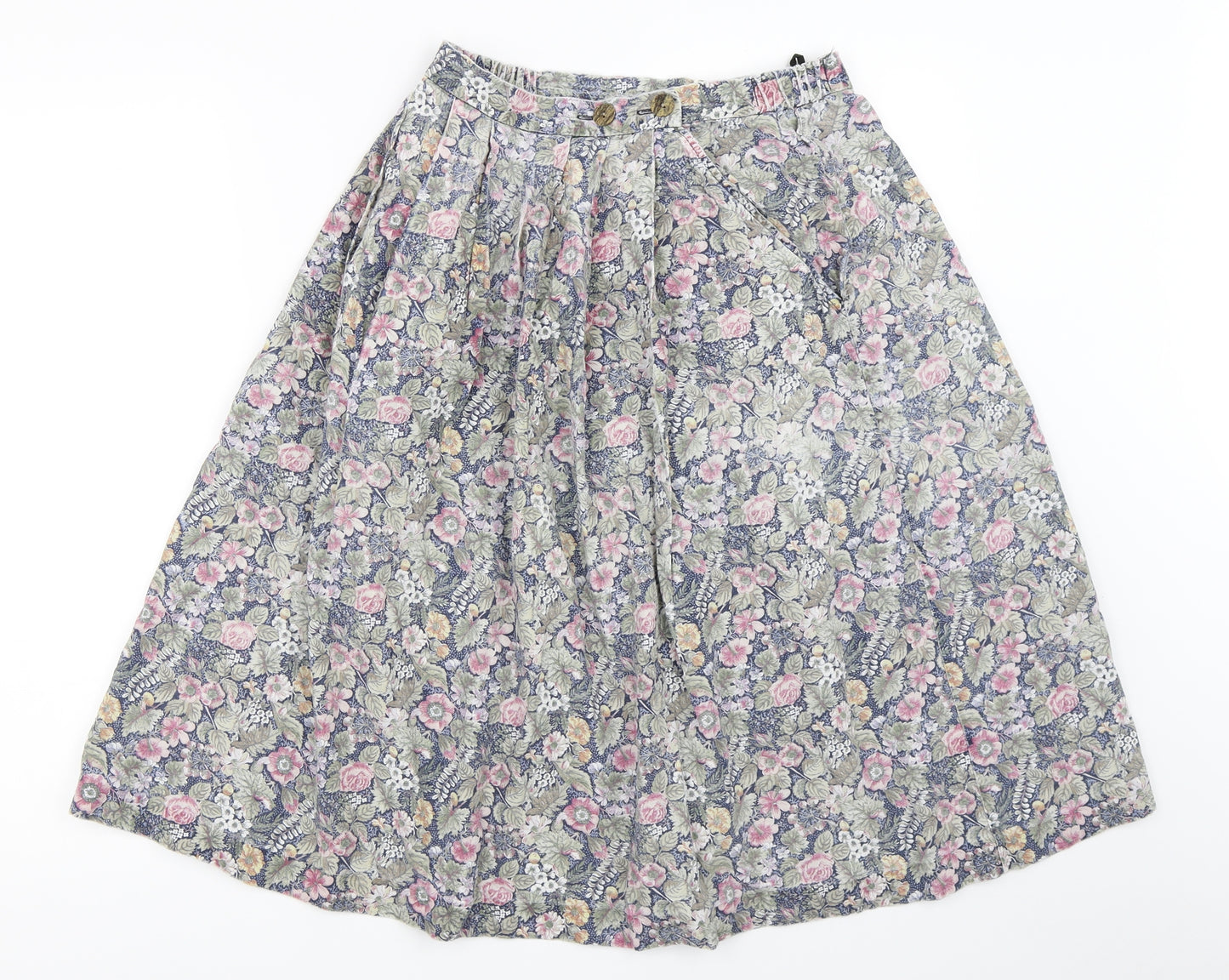 Country Collection Womens Blue Floral  Flare Skirt Size 26 in