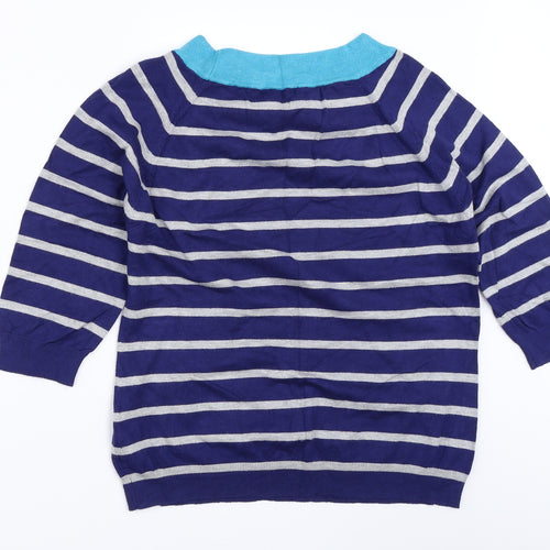 M&Co Womens Blue Striped  Pullover Jumper Size 16