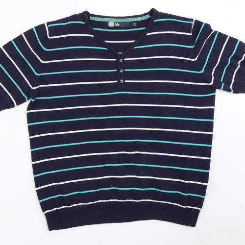 EWM Womens Blue Striped  Pullover Jumper Size 14