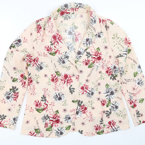Preworn Womens Pink Floral  Jacket Blazer Size 16