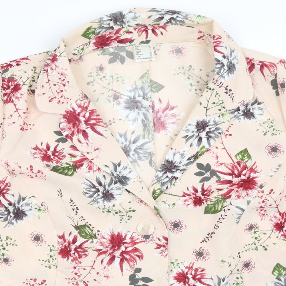 Preworn Womens Pink Floral  Jacket Blazer Size 16