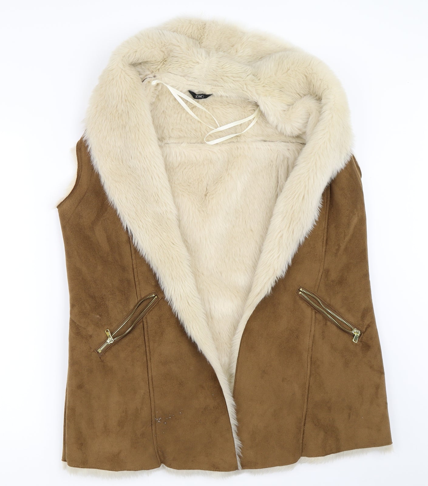 F&F Womens Beige   Gilet Coat Size 16