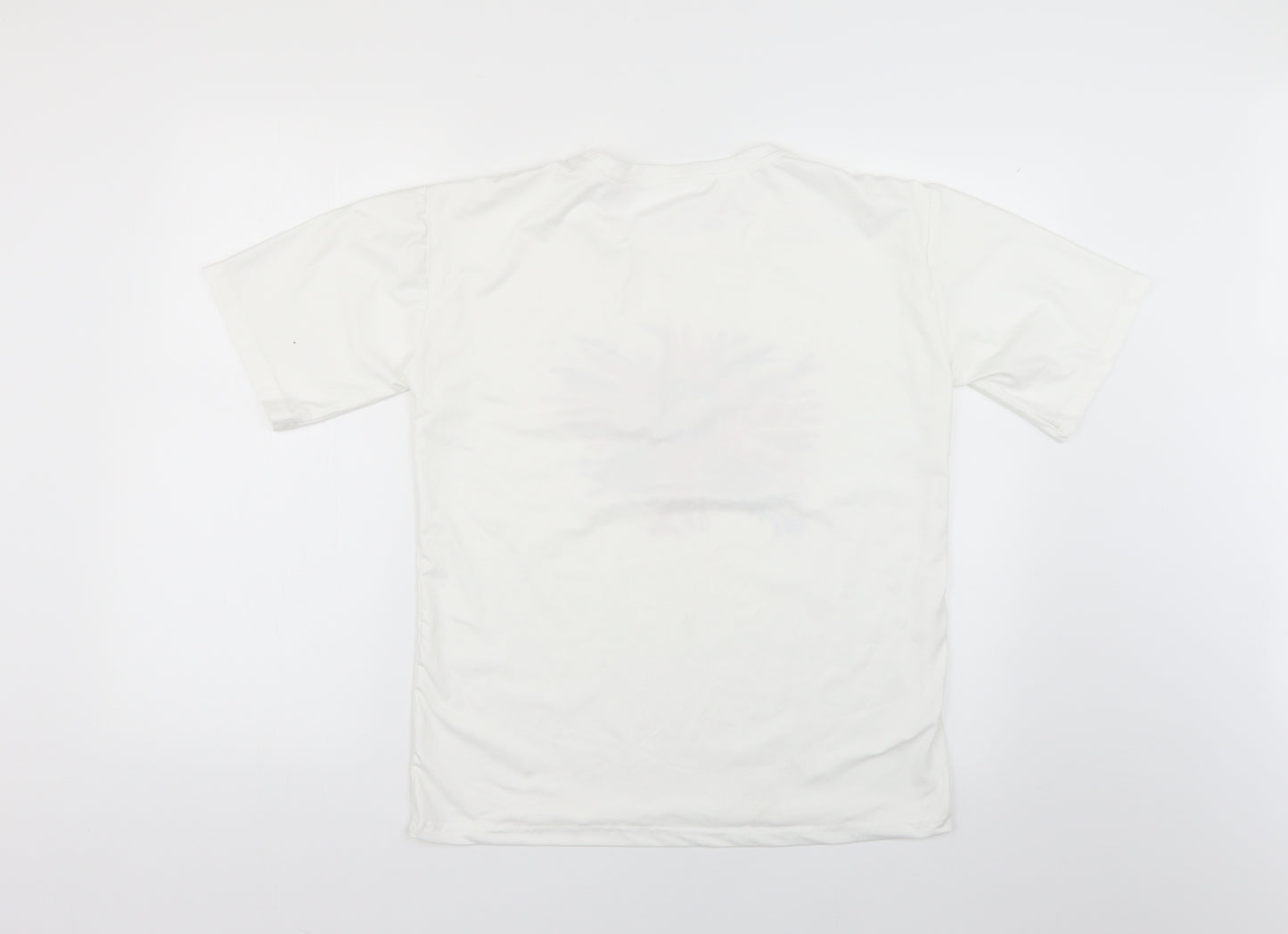 Preworn Mens White Geometric   T-Shirt Size L
