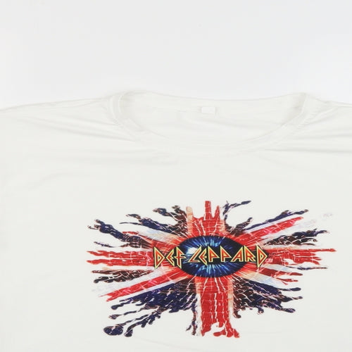 Preworn Mens White Geometric   T-Shirt Size L