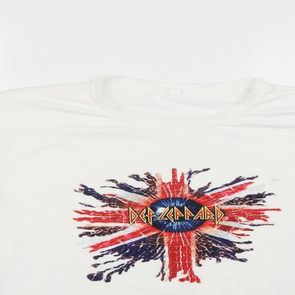 Preworn Mens White Geometric   T-Shirt Size L