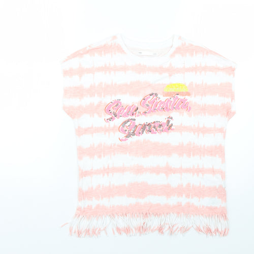 Marks and Spencer Girls Multicoloured Geometric  Basic T-Shirt Size 12-13 Years