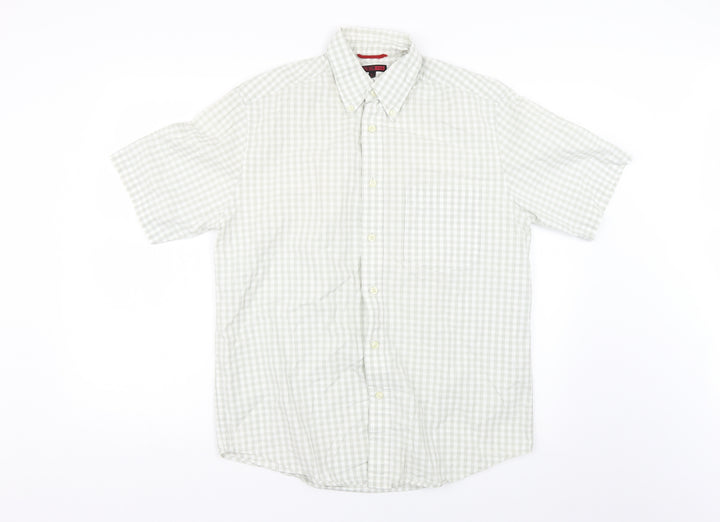 ceye man Mens Green Check Button-Up Size S
