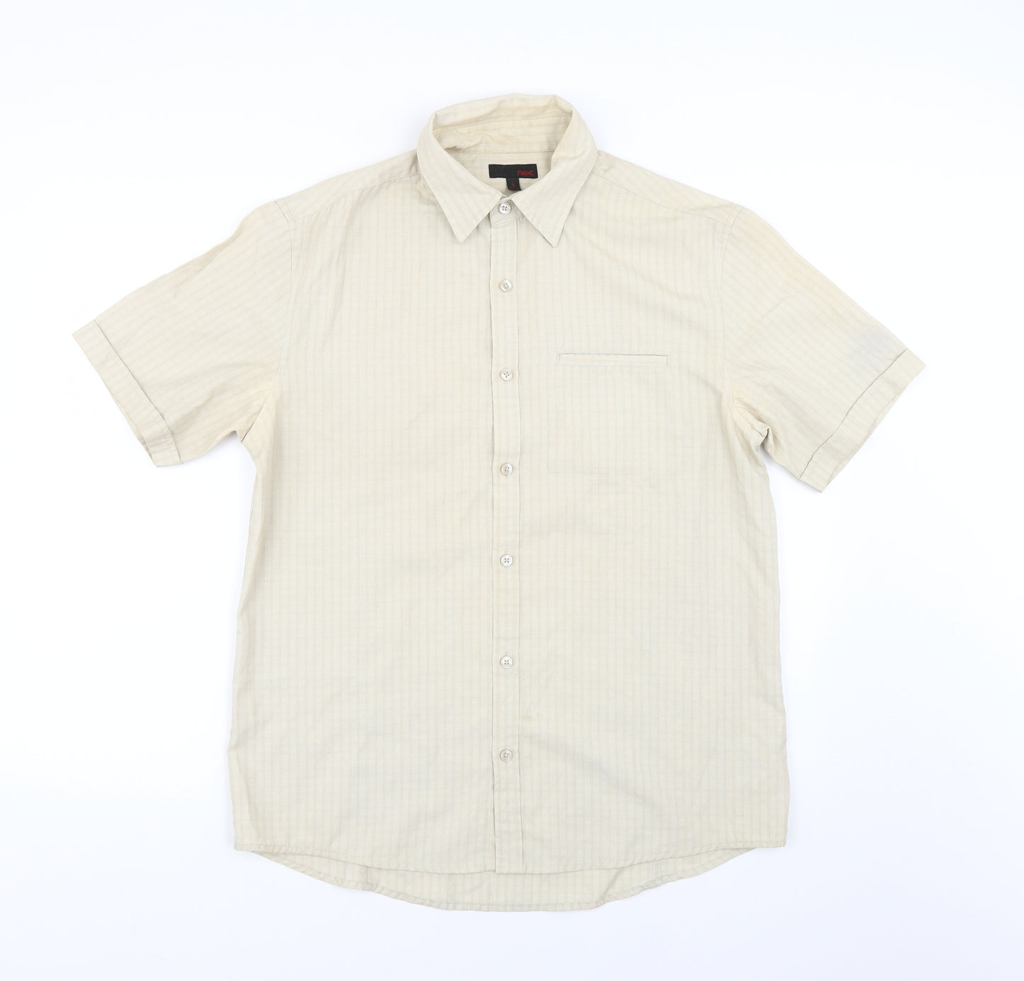 NEXT Mens Beige Check   Dress Shirt Size M