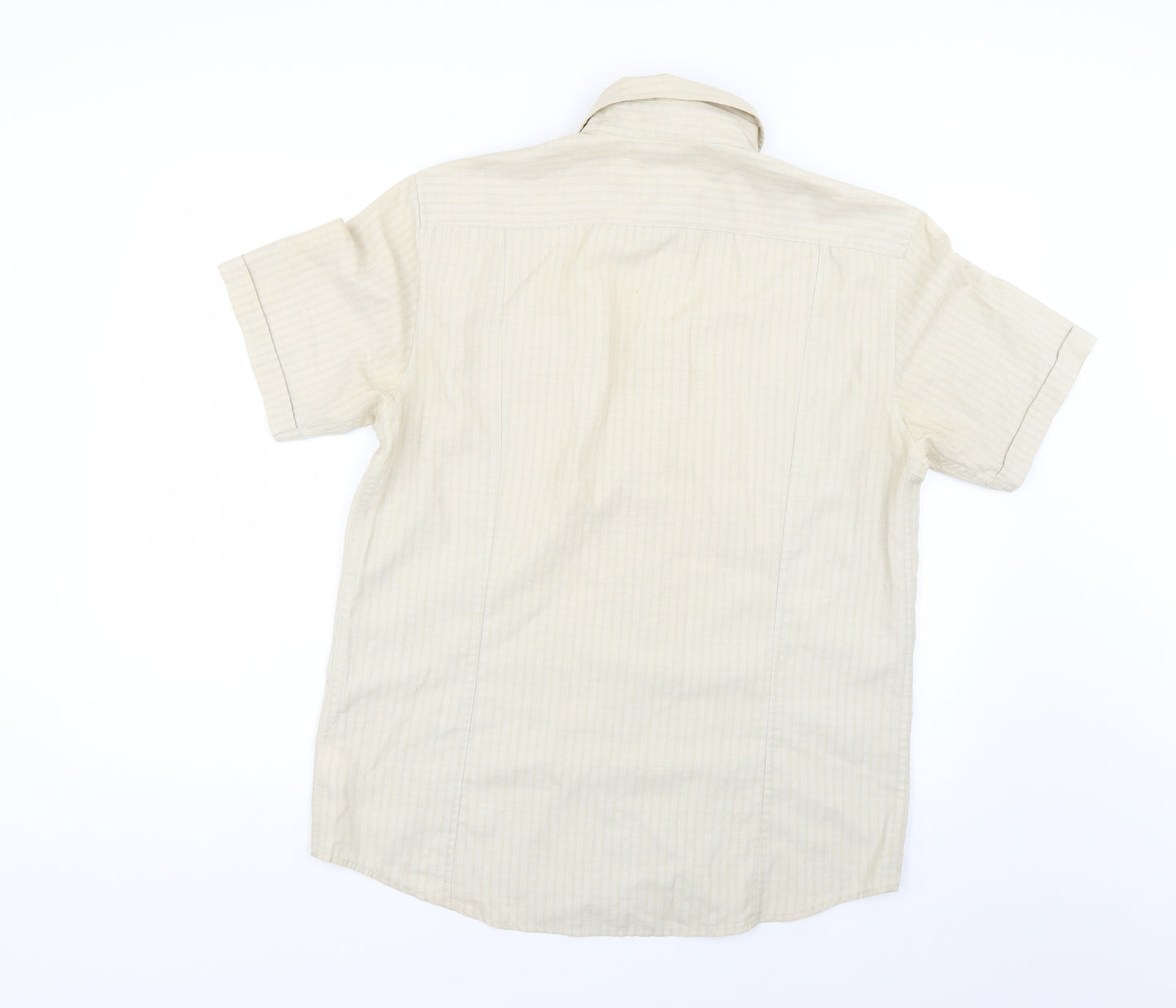 NEXT Mens Beige Check   Dress Shirt Size M