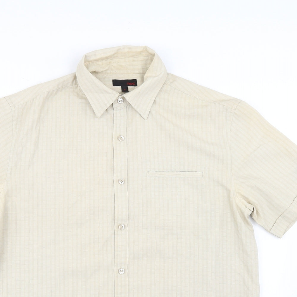 NEXT Mens Beige Check   Dress Shirt Size M