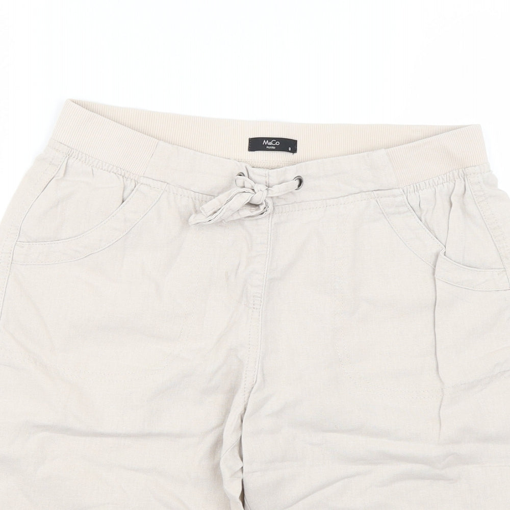 M&Co Womens Beige   Chino Shorts Size 8
