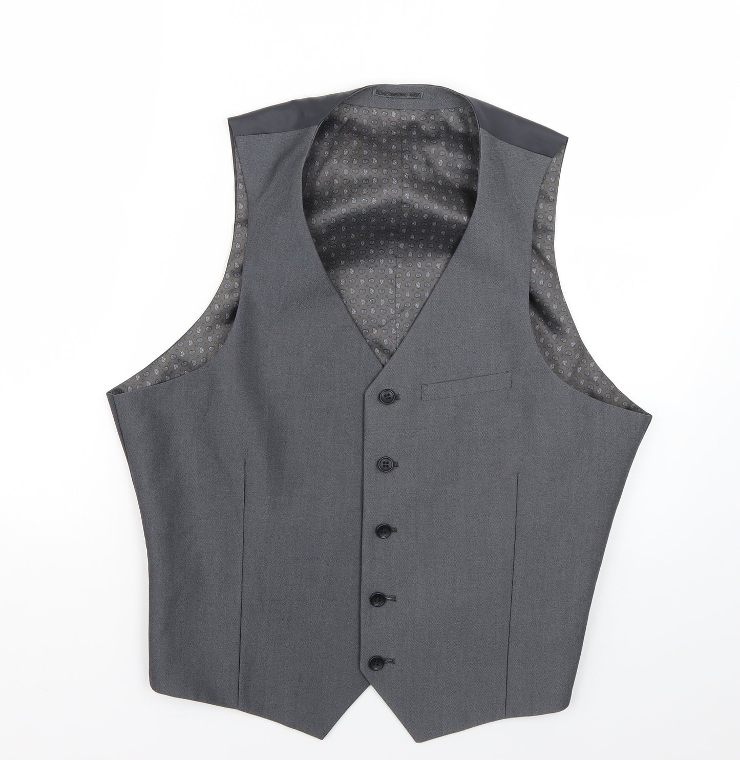 Fellini Mens Grey   Jacket Suit Waistcoat Size S