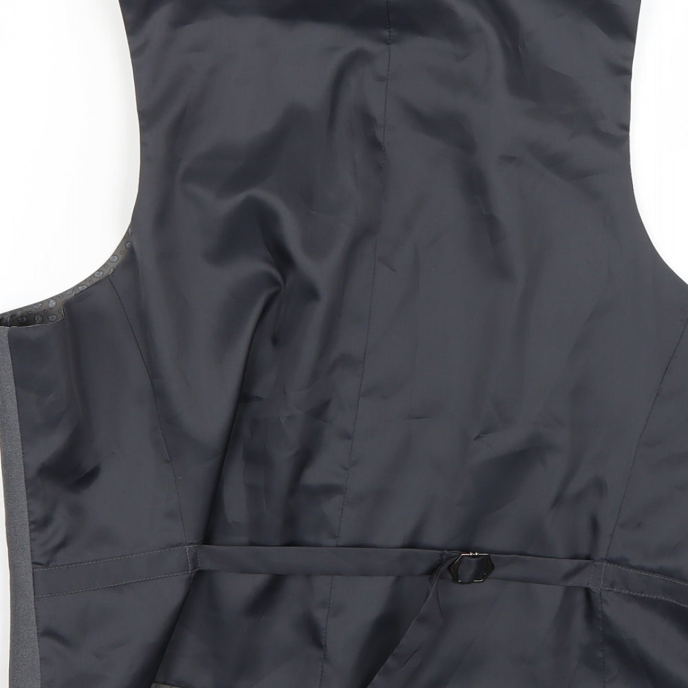 Fellini Mens Grey   Jacket Suit Waistcoat Size S