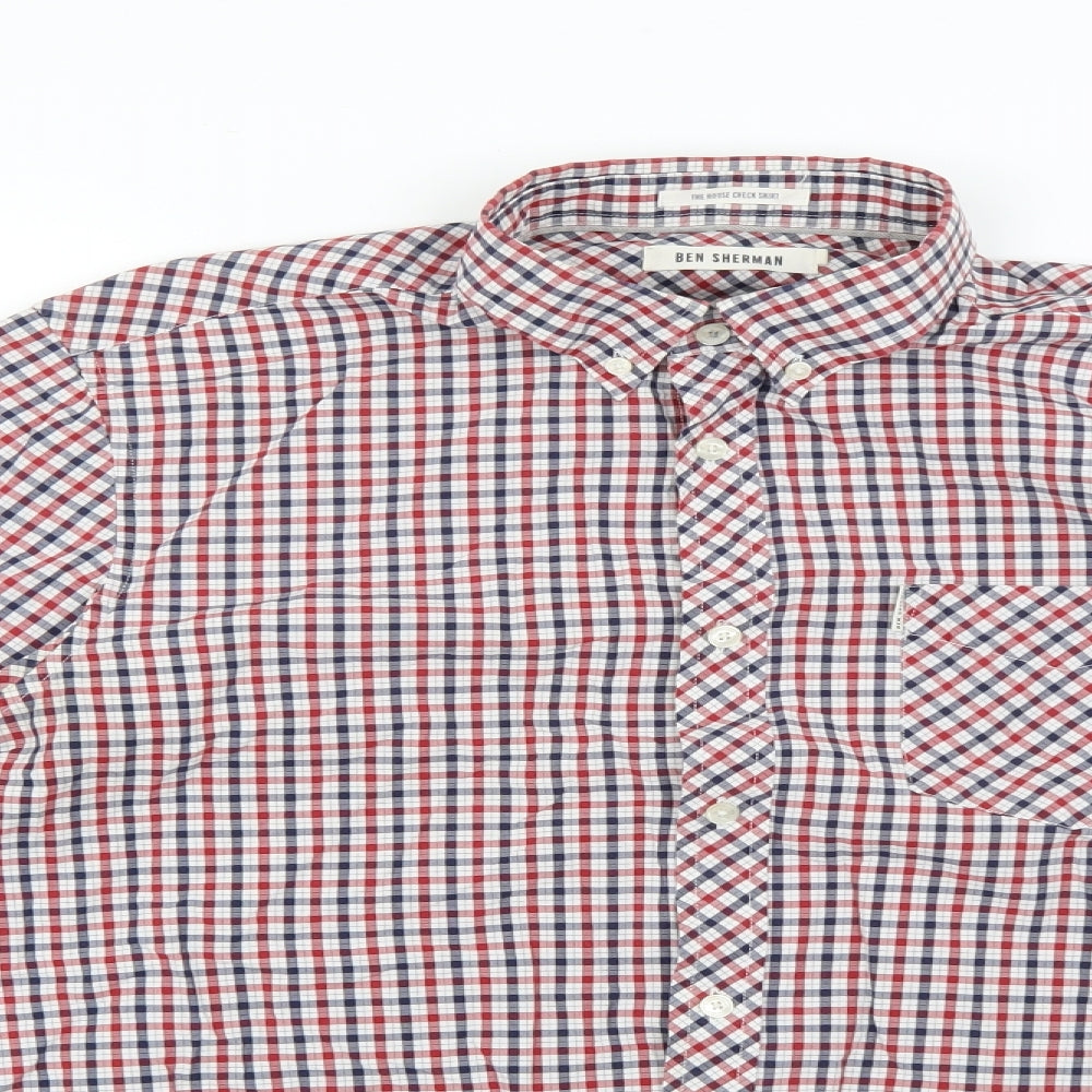 Ben Sherman Mens Multicoloured Check   Button-Up Size XL