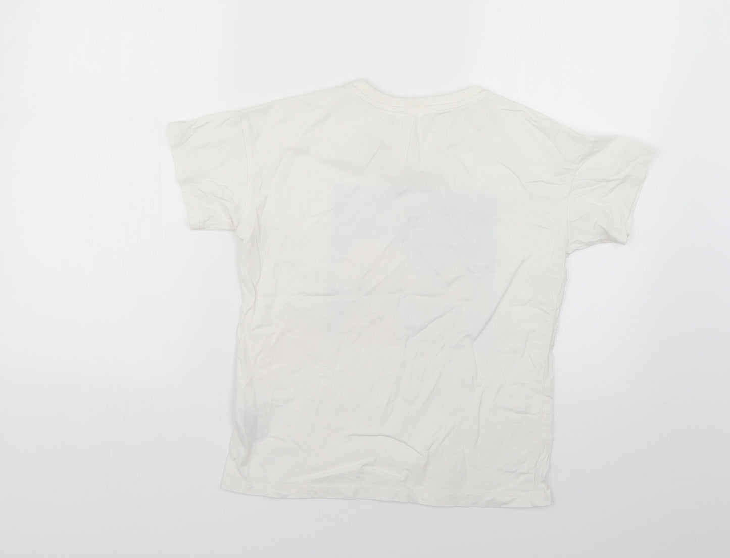 Marks and Spencer Girls White Geometric  Basic T-Shirt Size 11-12 Years