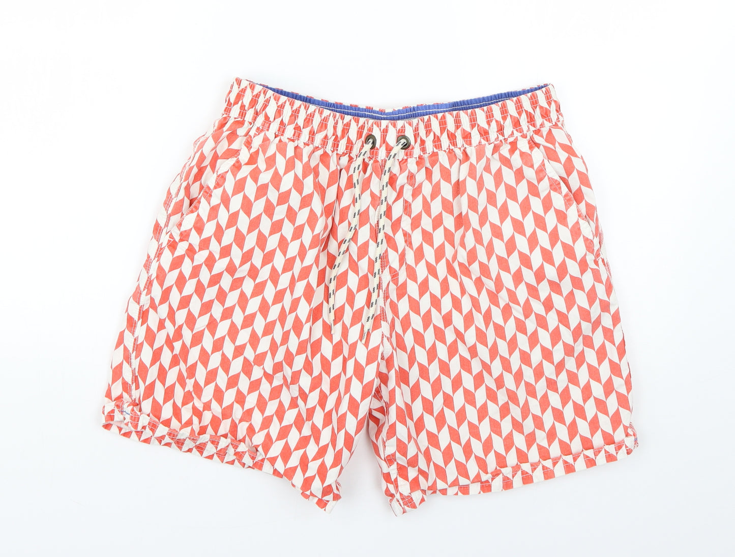 borden Mens Orange Geometric  Sweat Shorts Size 32