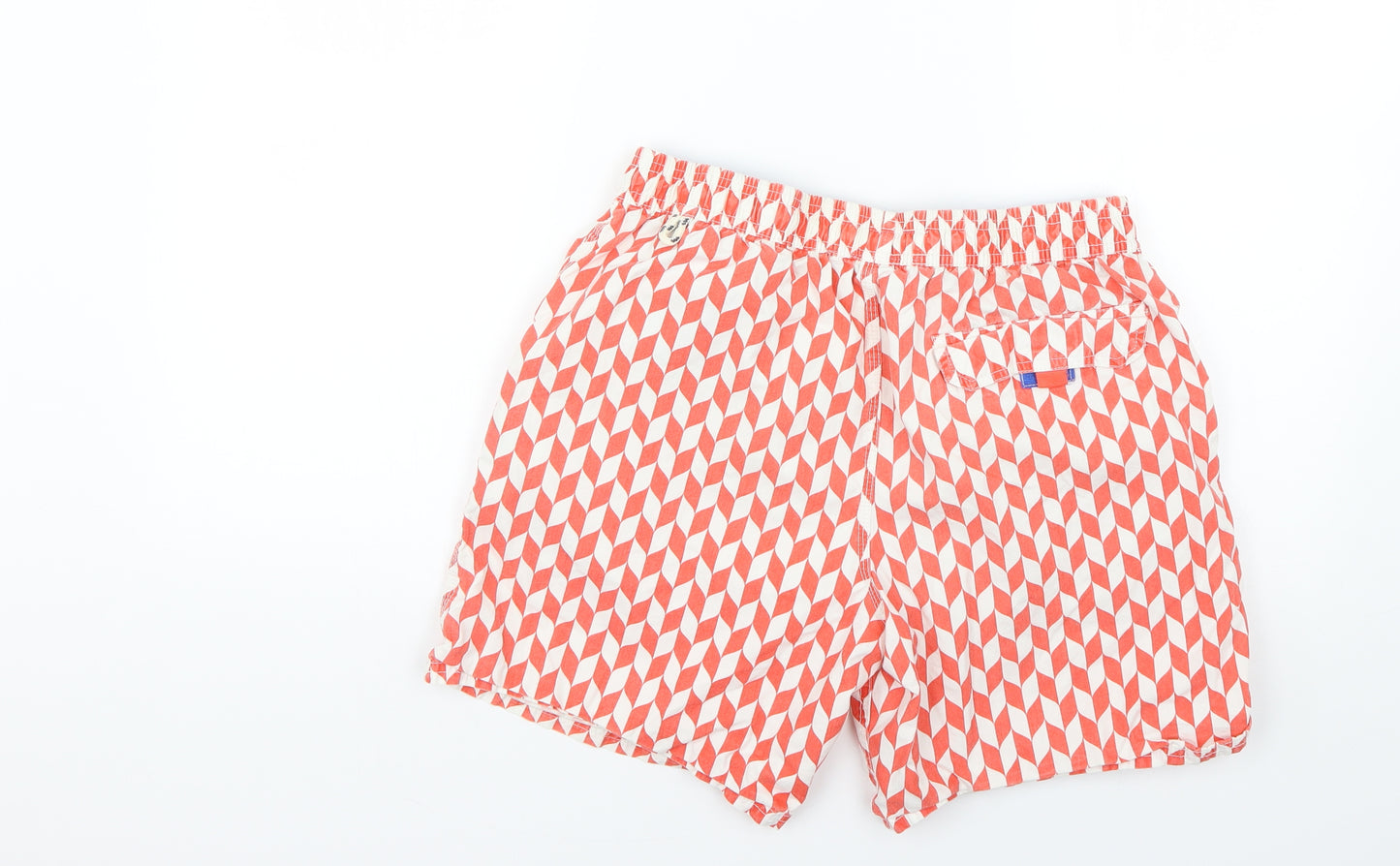 borden Mens Orange Geometric  Sweat Shorts Size 32