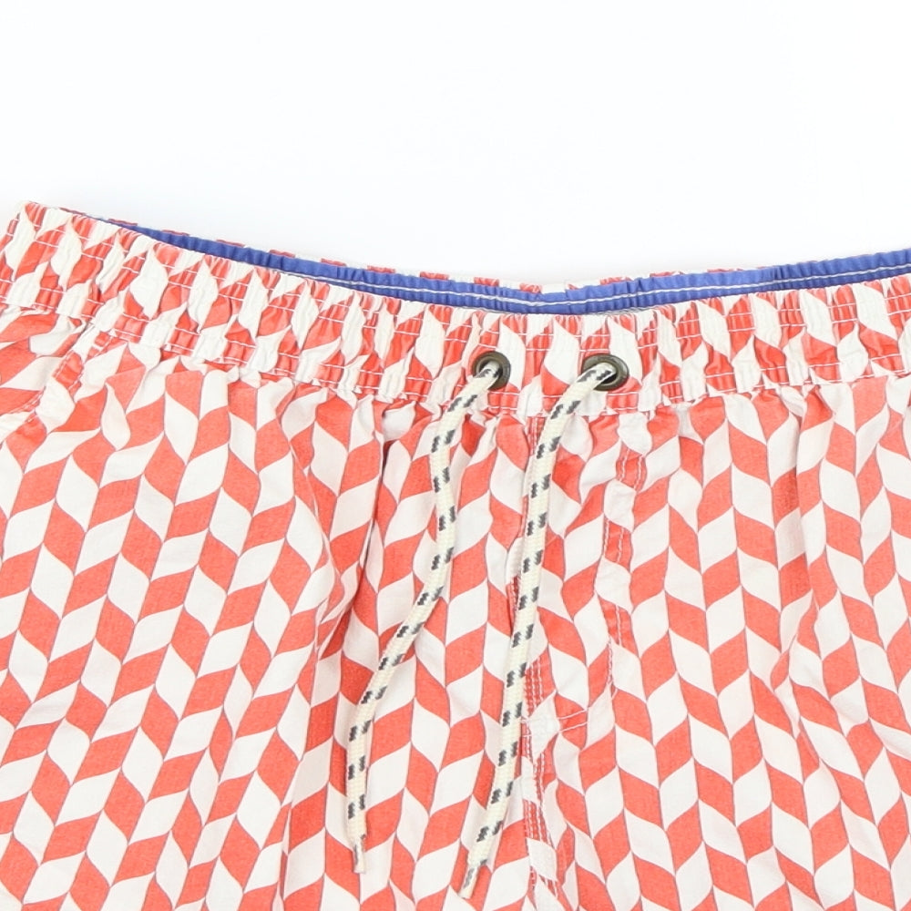 borden Mens Orange Geometric  Sweat Shorts Size 32