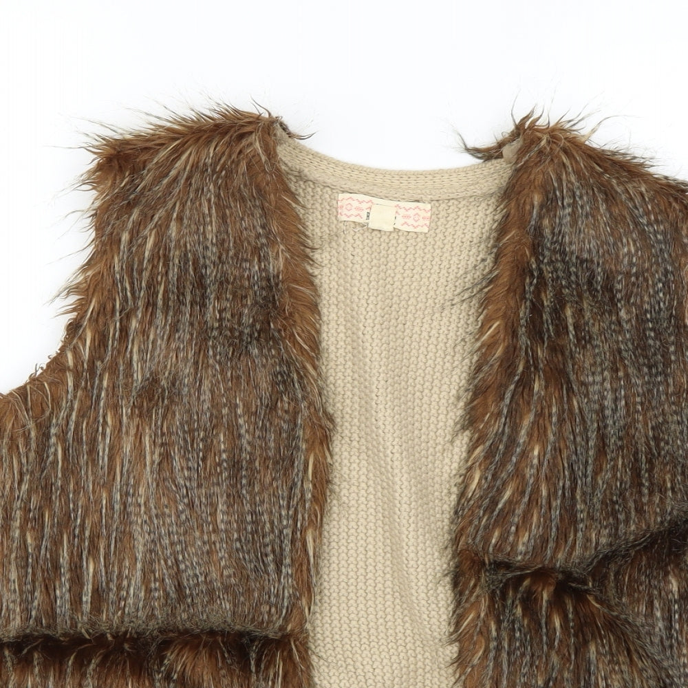 Pink Republic Womens Brown   Gilet Coat Size M