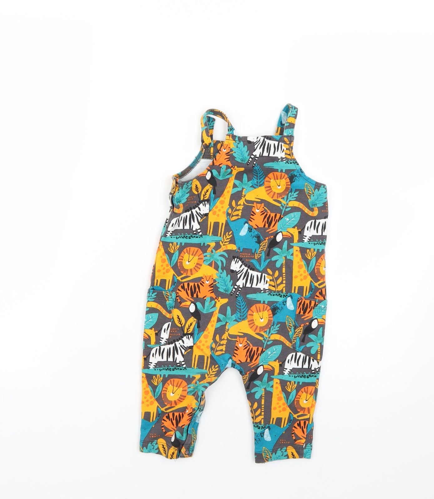 TU Baby Multicoloured Geometric  Dungaree One-Piece Size 9-12 Months
