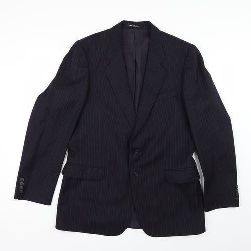 Preworn Mens Blue Striped  Jacket Suit Jacket Size 34