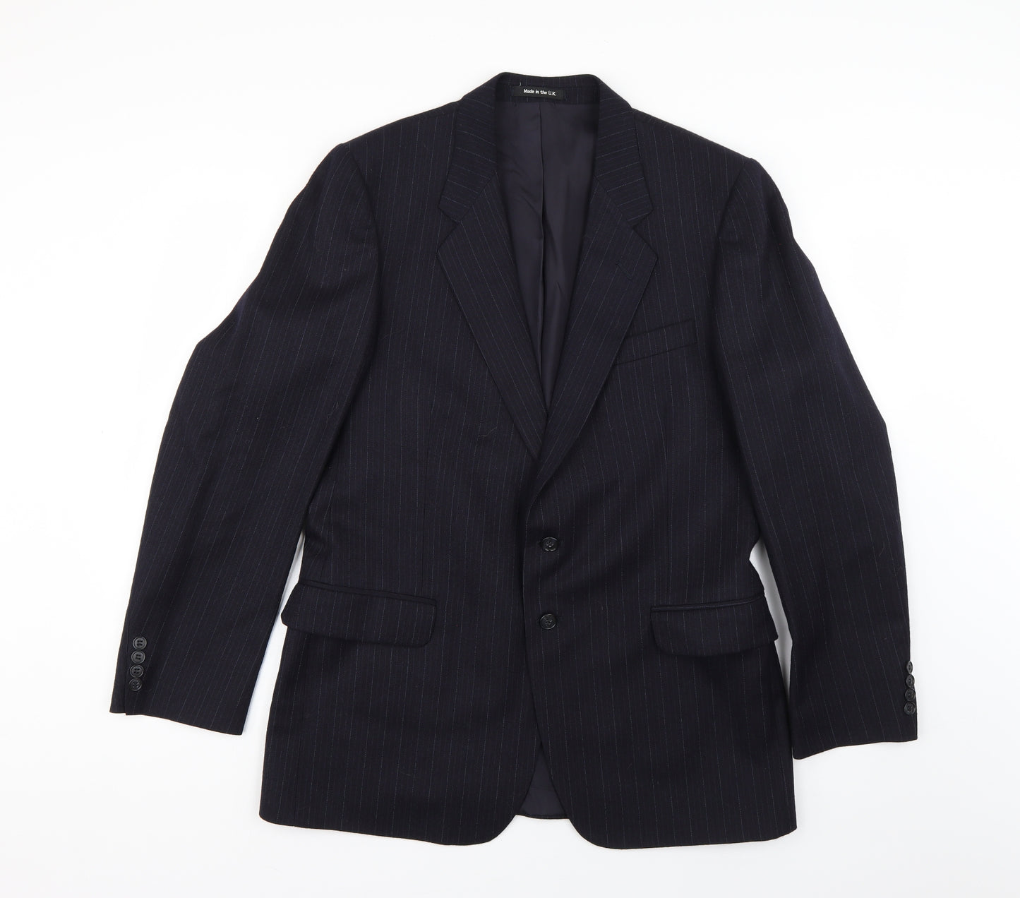 Preworn Mens Blue Striped  Jacket Suit Jacket Size 34