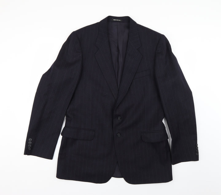 Preworn Mens Blue Striped  Jacket Suit Jacket Size 34