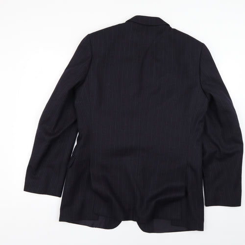 Preworn Mens Blue Striped  Jacket Suit Jacket Size 34