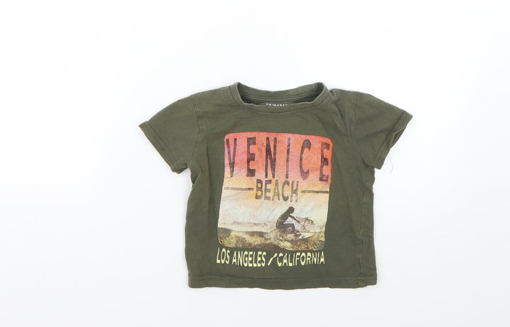 Primark Baby Green Geometric  Basic T-Shirt Size 18-24 Months