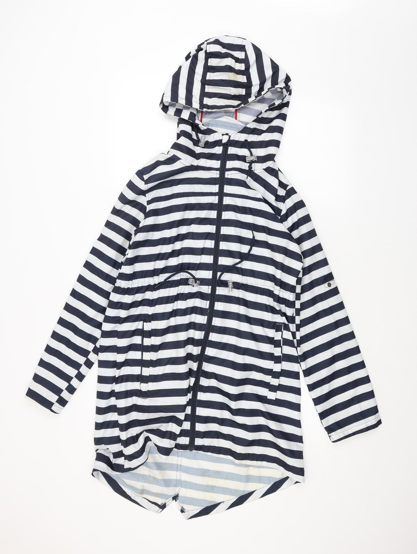 Atmosphere Womens White Striped  Rain Coat Coat Size XS