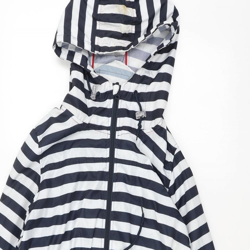 Atmosphere Womens White Striped  Rain Coat Coat Size XS