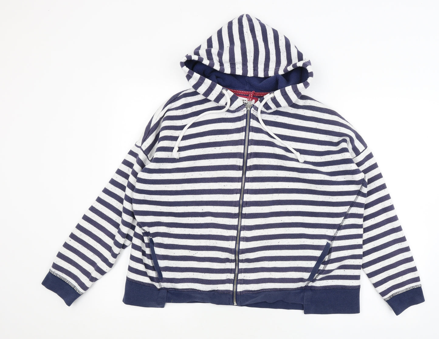 TU Womens White Striped  Full Zip Hoodie Size 18