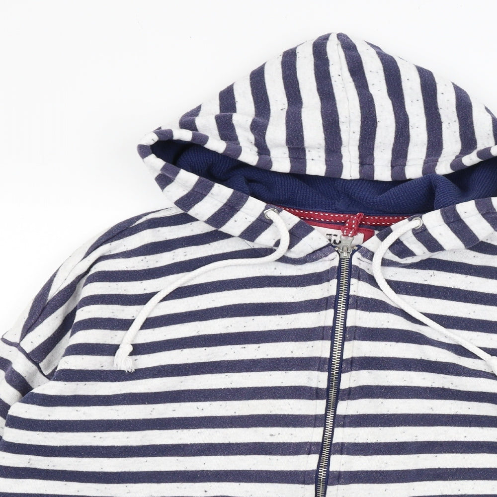 TU Womens White Striped  Full Zip Hoodie Size 18