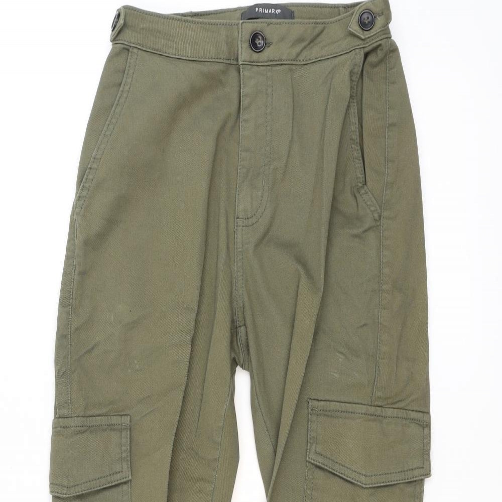 Primark Womens Green   Cargo Trousers Size 4 L23 in