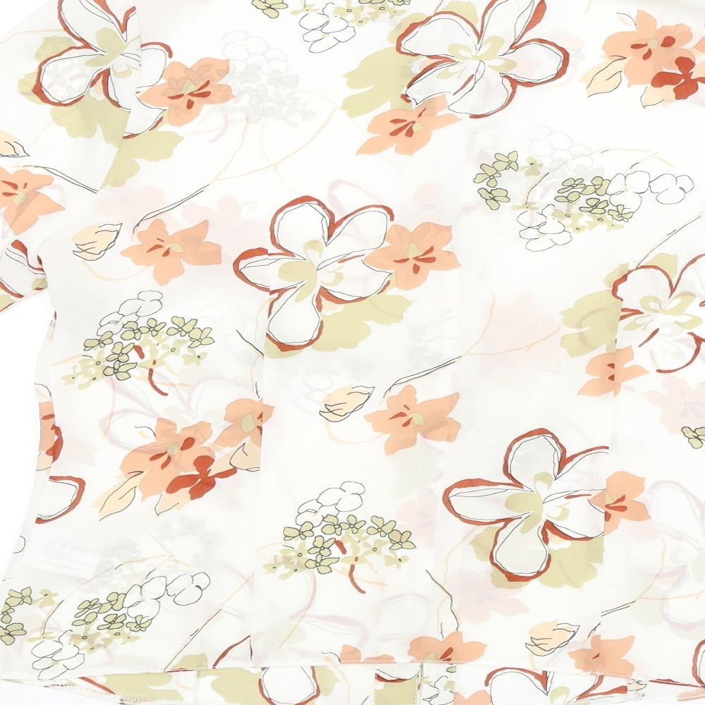 Roman Womens White Floral  Basic Button-Up Size 14