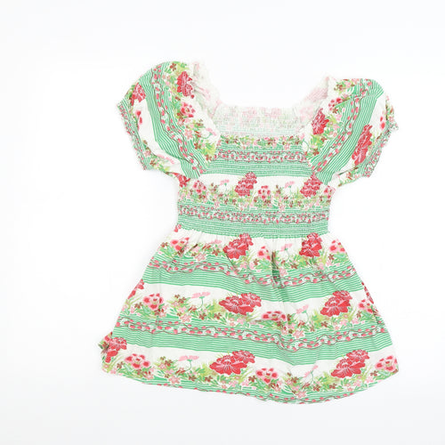 Preworn Womens White Floral  Basic Blouse Size 10