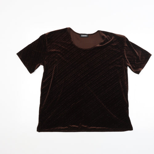 Charmell Womens Brown   Basic T-Shirt Size L